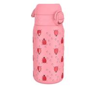 Ion8 Lightweight Steel Kids Water Bottle, 400ml/13oz, Non-Insulated, Leak Proof, Easy to Open, Secure Lock, Dishwasher Safe, Fits Cup Holders, Carry Handle, Metal Water Bottle, Pink, Lady Bugs