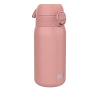 ION8 Lightweight Steel Kids Water Bottle, 400ml/13oz, Non-Insulated, Leak Proof, Easy to Open, Secure Lock, Dishwasher Safe, Fits Cup Holders, Carry Handle, Metal Water Bottle, Ash Rose Pink