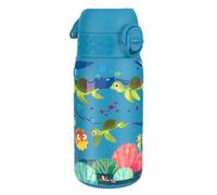 Ion8 Lightweight Steel Kids Water Bottle, 400ml/13oz, Non-Insulated, Leak Proof, Easy to Open, Secure Lock, Dishwasher Safe, Fits Cup Holders, Carry Handle, Metal Water Bottle, Blue, Sea Turtle
