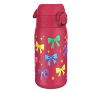 Ion8 Lightweight Steel Kids Water Bottle, 400ml/13oz, Non-Insulated, Leak Proof, Easy to Open, Secure Lock, Dishwasher Safe, Fits Cup Holders, Carry Handle, Metal Water Bottle, Bows