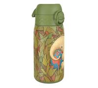ION8 Lightweight Steel Kids Water Bottle, 400ml/13oz, Non-Insulated, Leak Proof, Easy to Open, Secure Lock, Dishwasher Safe, Fits Cup Holders, Carry Handle, Metal Water Bottle, Green, Elephant