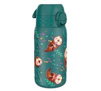 Ion8 Lightweight Steel Kids Water Bottle, 400ml/13oz, Otters | Non-Insulated, Leak Proof, Easy to Open, Secure Lock, Dishwasher Safe, Fits Cup Holders, Carry Handle, Metal Water Bottle