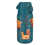 ION8 Lightweight Steel Kids Water Bottle, 400ml/13oz, Red Pandas | Non-Insulated, Leak Proof, Easy to Open, Secure Lock, Dishwasher Safe, Fits Cup Holders, Carry Handle, Metal Water Bottle
