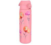 Ion8 Lightweight Steel Water Bottle, 600 ml/20 oz, Non-Insulated, Leak Proof, Easy to Open, Secure Lock, Dishwasher Safe, Flip Cover, Fits Cup Holders, Carry Handle, Metal Water Bottle, Rose Floral