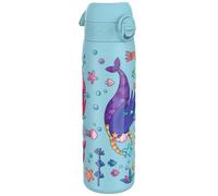 Ion8 Lightweight Steel Water Bottle, 600 ml/20 oz, Non-Insulated, Leak Proof, Easy to Open, Secure Lock, Dishwasher Safe, Flip Cover, Fits Cup Holders, Carry Handle, Metal Water Bottle, Mermaids