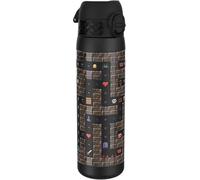 Ion8 Steel Water Bottle, 600 ml/20 oz, Leak Proof, Easy to Open, Secure Lock, Dishwasher Safe, Flip Cover, Fits Cup Holders, Carry Handle, Durable, Metal Water Bottle, Raised Print, Gaming Design
