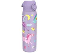 ION8 Lightweight Steel Water Bottle, 600 ml/20 oz, Non-Insulated, Leak Proof, Easy to Open, Secure Lock, Dishwasher Safe, Flip Cover, Fits Cup Holders, Carry Handle, Metal Water Bottle,Purple Unicorns