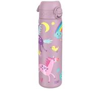ION8 Lightweight Steel Water Bottle, 600 ml/20 oz, Non-Insulated, Leak Proof, Easy to Open, Secure Lock, Dishwasher Safe, Flip Cover, Fits Cup Holders, Carry Handle, Metal Water Bottle, Lilac Unicorns