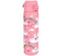 ION8 Lightweight Steel Water Bottle, 600 ml/20oz, Non-Insulated, Leak Proof, Easy to Open, Secure Lock, Dishwasher Safe, Flip Cover, Fits Cup Holders, Carry Handle, Metal Water Bottle,Unicorn Rainbows