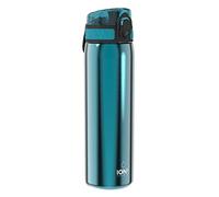 Ion8 Lightweight Steel Water Bottle, 600ml/20oz, Aqua | Non-Insulated, Leak Proof, Easy to Open, Secure Lock, Dishwasher Safe, Fits Cup Holders, Carry Handle, Metal Water Bottle