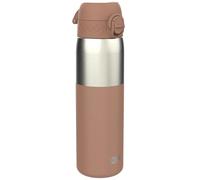 ION8 Lightweight Steel Water Bottle, 600ml/20oz, Non-Insulated, Leak Proof, Easy to Open, Secure Lock, Dishwasher Safe,Flip Cover, Fits Cup Holders, Metal Water Bottle, Half Cut Mocha Mousse