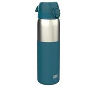 ION8 Lightweight Steel Water Bottle, 600ml/20oz, Non-Insulated, Leak Proof, Easy to Open, Secure Lock, Dishwasher Safe,Flip Cover, Fits Cup Holders,Carry Handle, Metal Water Bottle, Half Cut Deep Teal