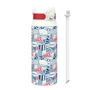 MotoGP Racing x ION8 Sports Thermal Water Bottle with Removable Straw, 750ml/24oz, Leak-Proof Vacuum Insulated Drinking Bottle, Street Design