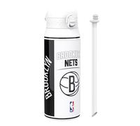 Ion8 NBA Brooklyn Nets Sports Thermal Water Bottle with Removable Straw, 750ml/24oz, Leak-proof Vacuum Insulated Drinking Bottle, Easy to Open, Secure Lock, Dishwasher Safe, Flip Cover, Metal Bottle