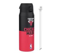 Ion8 NBA Chicago Bulls Sports Thermal Water Bottle with Removable Straw, 750ml/24oz, Leak-proof Vacuum Insulated Drinking Bottle, Easy to Open, Secure Lock, Dishwasher Safe, Flip Cover, Metal Bottle