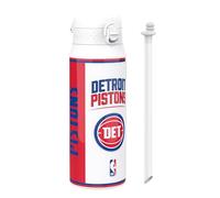 Ion8 NBA Detroit Pistons Sports Vacuum Insulated Water Bottle, 750ml/24oz | Removable Straw, Leak Proof Insulated Drinking Bottle, Easy to Open, Secure Lock, Dishwasher Safe, Flip Cover, Metal Bottle