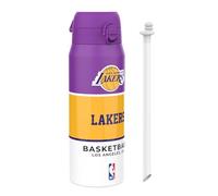 Ion8 NBA LA Lakers Sports Thermal Water Bottle with Removable Straw, 750ml/24oz, Leak-proof Vacuum Insulated Drinking Bottle, Easy to Open, Secure Lock, Dishwasher Safe, Flip Cover, Metal Bottle