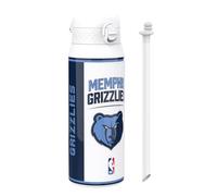 NBA Memphis Grizzlies Sports Thermal Water Bottle with Removable Straw, 750ml/24oz, Leak-proof Vacuum Insulated Drinking Bottle, Easy to Open, Secure Lock, Dishwasher Safe, Flip Cover, Metal Bottle