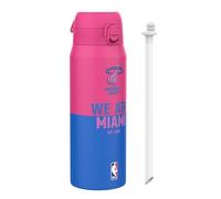 Ion8 NBA Miami Heat Sports Thermal Water Bottle with Removable Straw, 750ml/24oz, Leak Proof Insulated Drinking Bottle, Easy to Open, Secure Lock, Dishwasher Safe, Flip Cover, Metal Bottle
