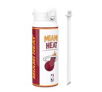 Ion8 NBA Miami Heat Sports Vacuum Insulated Water Bottle, 750ml/24oz | Removable Straw, Leak Proof Insulated Drinking Bottle, Easy to Open, Secure Lock, Dishwasher Safe, Flip Cover, Metal Bottle