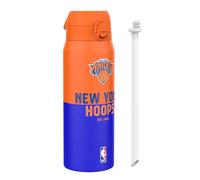 Ion8 NBA NY Knicks Sports Thermal Water Bottle with Removable Straw, 750ml/24oz, Leak-proof Vacuum Insulated Drinking Bottle, Easy to Open, Secure Lock, Dishwasher Safe, Flip Cover, Metal Bottle