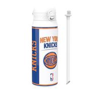 Ion8 NBA NY Knicks Sports Thermal Water Bottle with Removable Straw, 750ml/24oz, Leak-proof Vacuum Insulated Drinking Bottle, Easy to Open, Secure Lock, Dishwasher Safe, Flip Cover, Metal Bottle