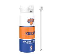 Ion8 NBA NY Knicks Sports Thermal Water Bottle with Removable Straw, 750ml/24oz, Leak-proof Vacuum Insulated Drinking Bottle, Easy to Open, Secure Lock, Dishwasher Safe, Flip Cover, Metal Bottle