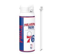 Ion8 NBA Philadelphia 76ers Sports Thermal Water Bottle with Removable Straw, 750ml/24oz, Leak Proof Insulated Drinking Bottle, Easy to Open, Secure Lock, Dishwasher Safe, Flip Cover, Metal Bottle