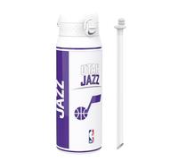 Ion8 NBA Utah Jazz Sports Thermal Water Bottle with Removable Straw, 750ml/24oz, Leak-proof Vacuum Insulated Drinking Bottle, Easy to Open, Secure Lock, Dishwasher Safe, Flip Cover, Metal Bottle