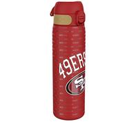 ION8 NFL 49ers Lightweight Steel Water Bottle, 600 ml/20 oz, Non-Insulated, Leak Proof, Easy to Open, Secure Lock, Dishwasher Safe, Flip Cover, Fits Cup Holders, Metal Water Bottle, NFL Fans