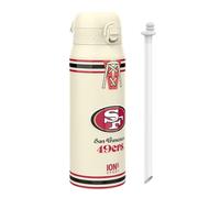 Ion8 NFL 49ers Sports Thermal Water Bottle with Removable Straw, 750ml/24oz, Leak-proof Vacuum Insulated Drinking Bottle, Easy to Open, Secure Lock, Dishwasher Safe, Flip Cover, Metal water Bottle