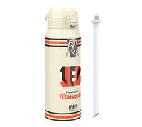 Ion8 NFL Bengals Sports Thermal Water Bottle with Removable Straw, 750ml/24oz, Leak-proof Vacuum Insulated Drinking Bottle, Easy to Open, Secure Lock, Dishwasher Safe, Flip Cover, Metal water Bottle