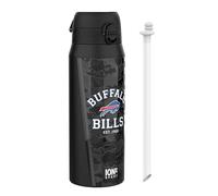 Ion8 NFL Bills Sports Thermal Water Bottle with Removable Straw, 750ml/24oz, Leak-proof Vacuum Insulated Drinking Bottle, Easy to Open, Secure Lock, Dishwasher Safe, Flip Cover, Metal water Bottle