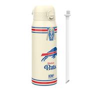 Ion8 NFL Bills Sports Thermal Water Bottle with Removable Straw, 750ml/24oz, Leak-proof Vacuum Insulated Drinking Bottle, Easy to Open, Secure Lock, Dishwasher Safe, Flip Cover, Metal water Bottle