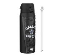 Ion8 NFL Cowboys Sports Thermal Water Bottle with Removable Straw, 750ml/24oz, Leak-proof Vacuum Insulated Drinking Bottle, Easy to Open, Secure Lock, Dishwasher Safe, Flip Cover, Metal water Bottle