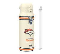 Ion8 NFL Denver Broncos Sports Thermal Water Bottle with Removable Straw, 750ml/24oz, Leak Proof Insulated Drinking Bottle, Easy to Open, Secure Lock, Dishwasher Safe, Flip Cover, Metal Water Bottle