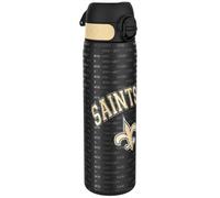 Ion8 NFL New Orleans Saints Lightweight Steel Water Bottle, 600 ml/20 oz, Non-Insulated, Leak Proof, Easy to Open, Secure Lock, Dishwasher Safe, Flip Cover, Fits Cup Holders, Metal Water Bottle