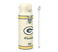 Ion8 NFL Packers Sports Thermal Water Bottle with Removable Straw, 750ml/24oz, Leak-proof Vacuum Insulated Drinking Bottle, Easy to Open, Secure Lock, Dishwasher Safe, Flip Cover, Metal water Bottle