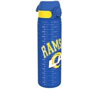 Ion8 Steel Water Bottle, 600 ml/20 oz, Leak Proof, Easy to Open, Secure Lock, Dishwasher Safe, Hygienic Flip Cover, Fits Cup Holders, Carry Handle, Durable, Carbon Neutral, NFL Rams Design