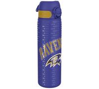 ION8 NFL Ravens Lightweight Steel Water Bottle, 600 ml/20 oz, Non-Insulated, Leak Proof, Easy to Open, Secure Lock, Dishwasher Safe, Flip Cover, Fits Cup Holders, Metal Water Bottle, NFL Fans