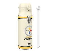 Ion8 NFL Steelers Sports Thermal Water Bottle with Removable Straw, 750ml/24oz, Leak-proof Vacuum Insulated Drinking Bottle, Easy to Open, Secure Lock, Dishwasher Safe, Flip Cover, Metal water Bottle