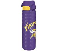 ION8 NFL Vikings Lightweight Steel Water Bottle, 600 ml/20 oz, Non-Insulated, Leak Proof, Easy to Open, Secure Lock, Dishwasher Safe, Flip Cover, Fits Cup Holders, Metal Water Bottle, NFL Fans