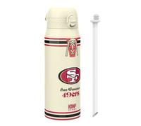 Ion8 NFL 49ers Sports Thermal Water Bottle with Removable Straw, 750ml/24oz, Leak-proof Vacuum Insulated Drinking Bottle, Easy to Open, Secure Lock, Dishwasher Safe, Flip Cover, Metal water Bottle