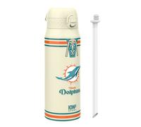Ion8 NFL Dolphins Sports Thermal Water Bottle with Removable Straw, 750ml/24oz, Leak-proof Vacuum Insulated Drinking Bottle, Easy to Open, Secure Lock, Dishwasher Safe, Flip Cover, Metal water Bottle
