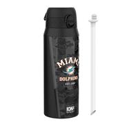 Ion8 NFL Dolphins Sports Thermal Water Bottle with Removable Straw, 750ml/24oz, Leak-proof Vacuum Insulated Drinking Bottle, Easy to Open, Secure Lock, Dishwasher Safe, Flip Cover, Metal water Bottle