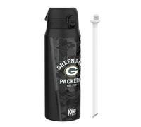 Ion8 NFL Packers Sports Thermal Water Bottle with Removable Straw, 750ml/24oz, Leak-proof Vacuum Insulated Drinking Bottle, Easy to Open, Secure Lock, Dishwasher Safe, Flip Cover, Metal water Bottle