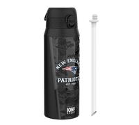 Ion8 NFL Patriots Sports Thermal Water Bottle with Removable Straw, 750ml/24oz, Leak-proof Vacuum Insulated Drinking Bottle, Easy to Open, Secure Lock, Dishwasher Safe, Flip Cover, Metal water Bottle
