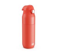 ION8 Primo Revive Insulated Water Bottle 540 ml (18 oz)- Leakproof Stainless Steel Bottle with Flip Lid, One Touch Open, Fast Flow, Vacuum Insulated Hot & Cold, Dishwasher Safe, Coral