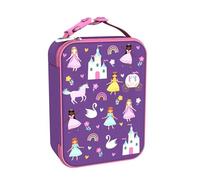 Ion8 Princess Design Lunch Bag, Easy Access 3-Sided Zip, Write-On Name Patch, Freshness & Insulation for 6 Hours, Mesh Pocket for Bottles, Machine Washable, Polyester Fabric Material, Purple
