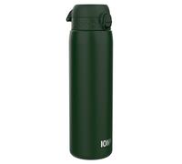 ION8 Vacuum Insulated Stainless Steel 1 Litre Water Bottle, 920 ml/31 oz, Leak Proof, Easy to Open, Secure Lock, Dishwasher Safe, Carry Handle, Metal Water Bottle, Ideal for Sports, Dark Green
